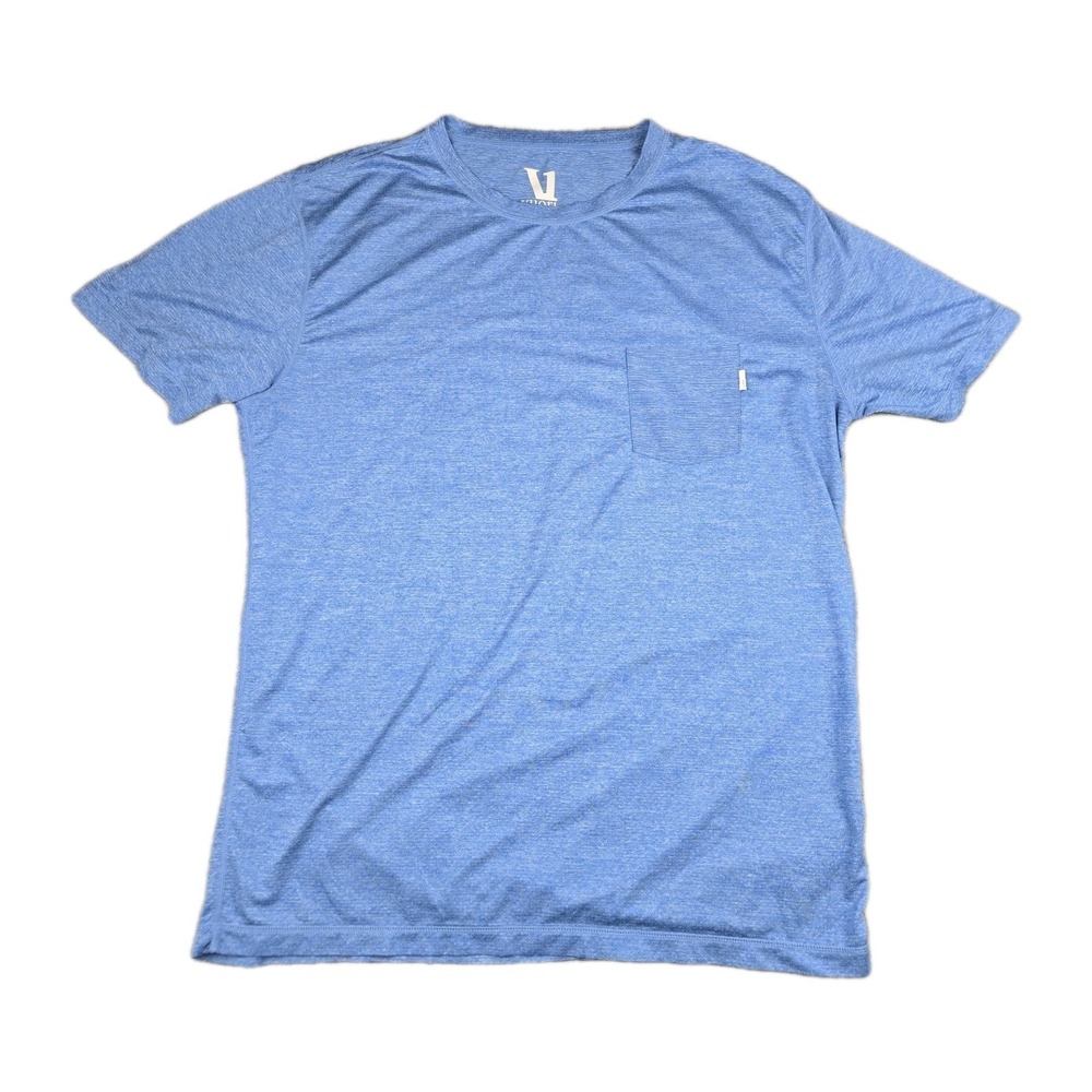 Vuori Tradewind Performance Tee Mens XL Blue Heathered Pocket T-Shirt Activewear